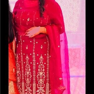 Elegant Red Embroidered Dress